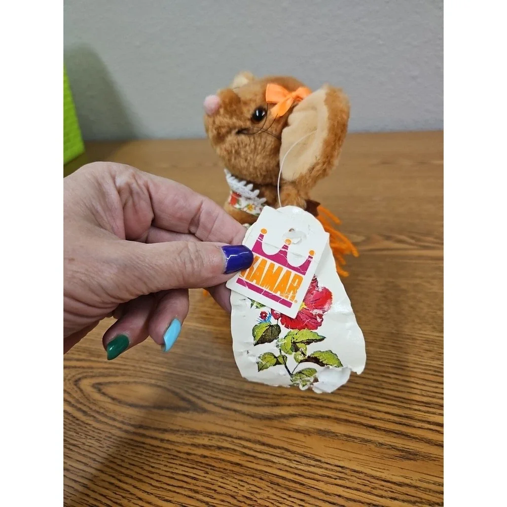 Vintage Kamar Aloha‎ Mouse Plush Toy Adorable W/tags(worn) 6.5